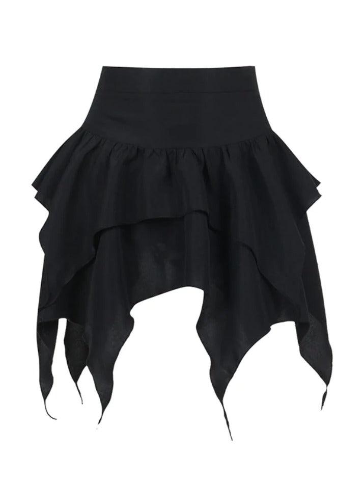 Ddbos - Layered Irregular Hem Mini Skirt