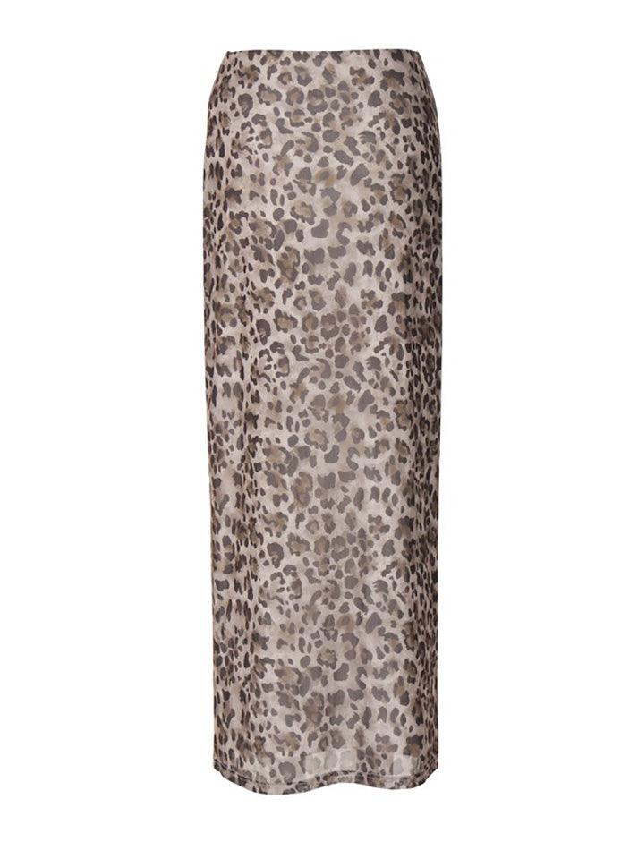 Ddbos - Leopard Printed High Waist Half Body Skirt