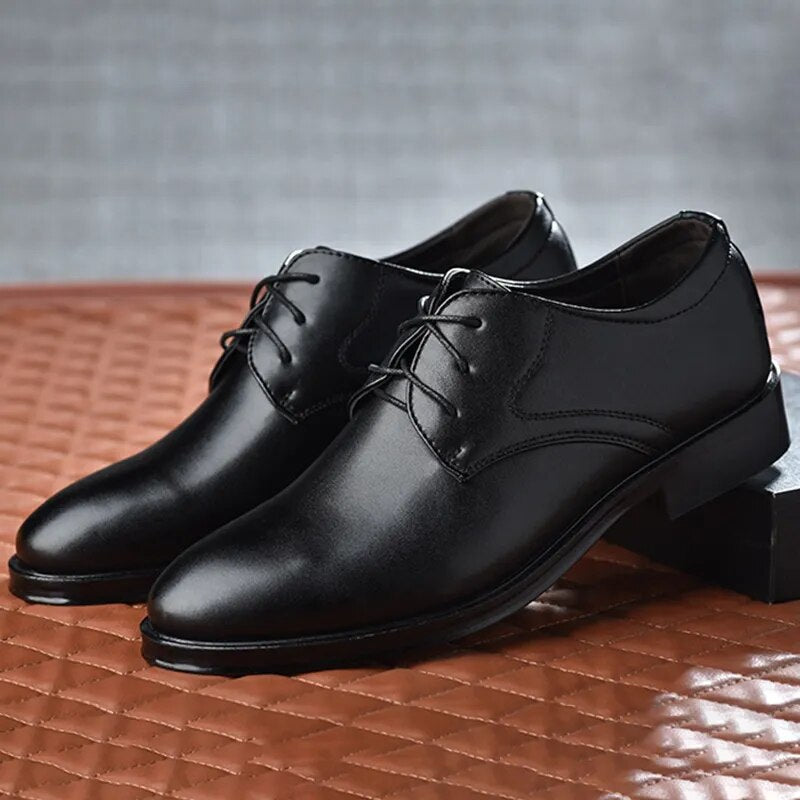 Ddbos Plus Size Man Shoes Formal PU Leather Shoes for Men Lace Up Oxfords for Male Wedding Party Office Business Casual Shoe Men