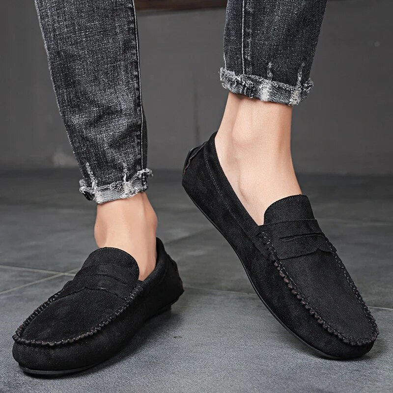 Ddbos New Suede Men Casual Shoes Breathable Comfort Slip-on Mens Driving Shoes Fashion Male Lazy Shoes Luxury Brand Loafers Moccasins