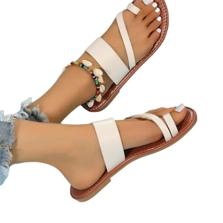 Ddbos Flat Sandals Fashion Summer Solid Color  Open Toe Outdoor Slippers Casual Beach Women's Shoes Plus Size Zapatos De Mujer Slides