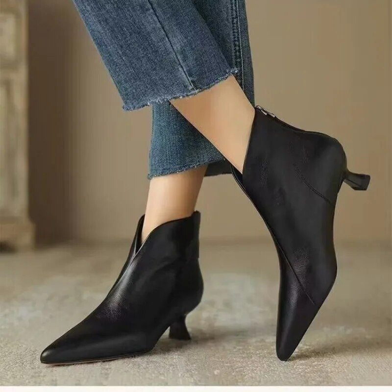 Ddbos Shallow Mouth Women Shoes 2024 New High Quality Pointed Toe Women's Boots Comfortable Low Heel Commuting Office Ladies Shoes