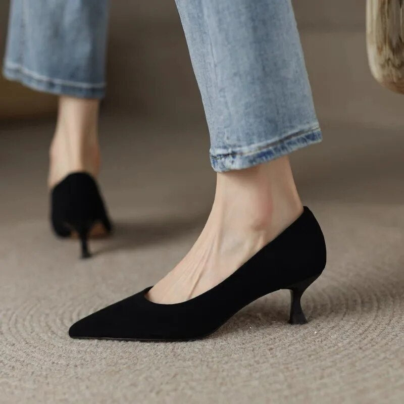 Ddbos 5cm Women Pumps Woven Pointed Toe Dress Shoes New Fashion Ladies Designer Shoes Bowtie Boat Shoes Plus