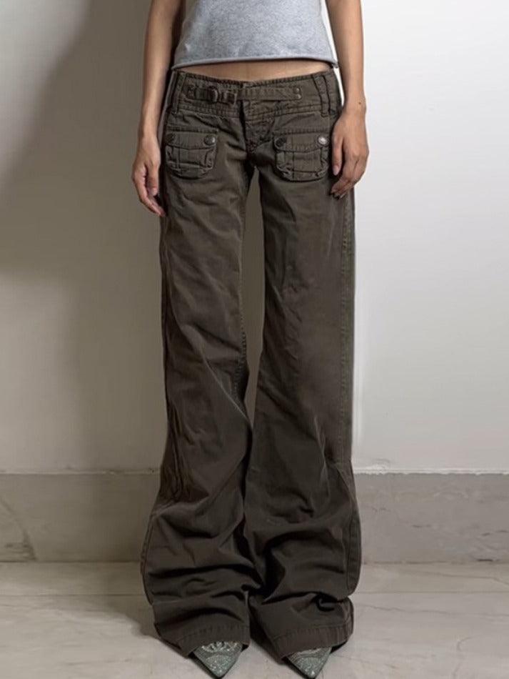 Ddbos - Hot Girl Pleated Design Cargo Jeans