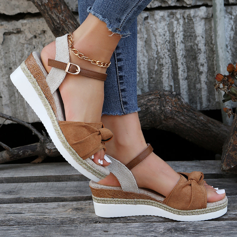 Ddbos Summer Mix Color Platform Sandals Women Comfort Med Heels Espadrille Shoes Woman Ankle Buckle Wedges Sandalias De Mujer