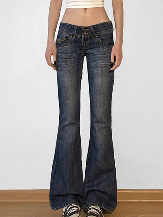 Ddbos - Low Rise Washed Flared Jeans