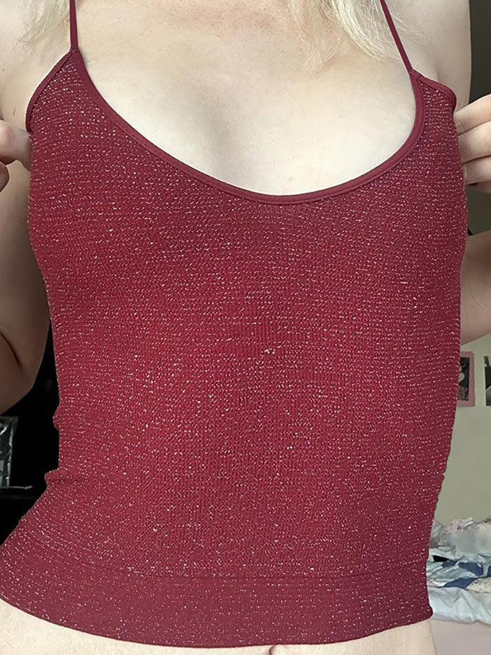 Ddbos - Red Sexy Sequin Tank Top