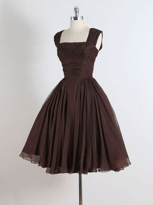 Ddbos Brown A-Line Short Prom Dresses, Brown Short Formal Dress