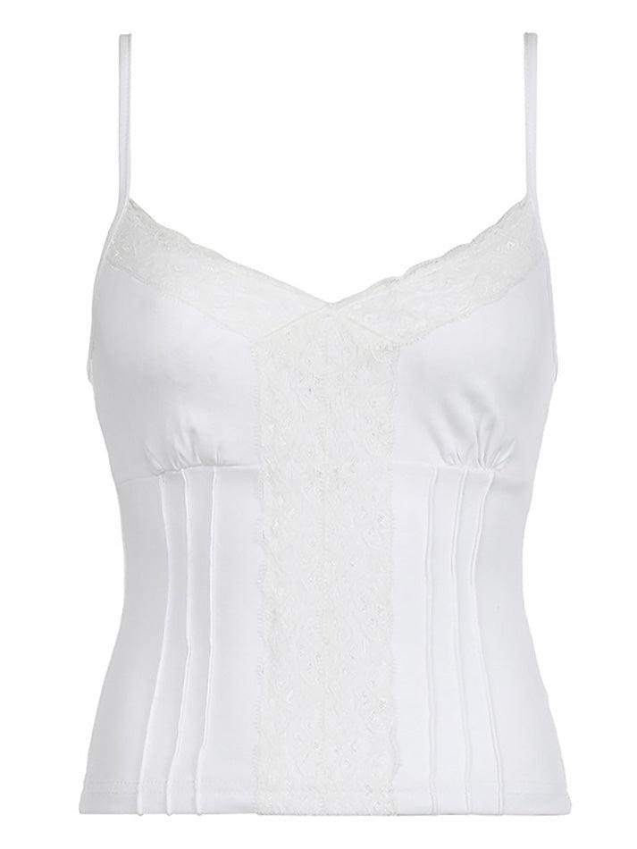 Ddbos - Lace stitching V Neck Cami Top