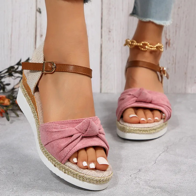 Ddbos Summer Mix Color Platform Sandals Women Comfort Med Heels Espadrille Shoes Woman Ankle Buckle Wedges Sandalias De Mujer