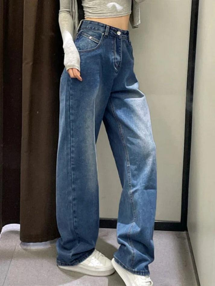 Ddbos - Washed High Waist Boyfriend Jeans