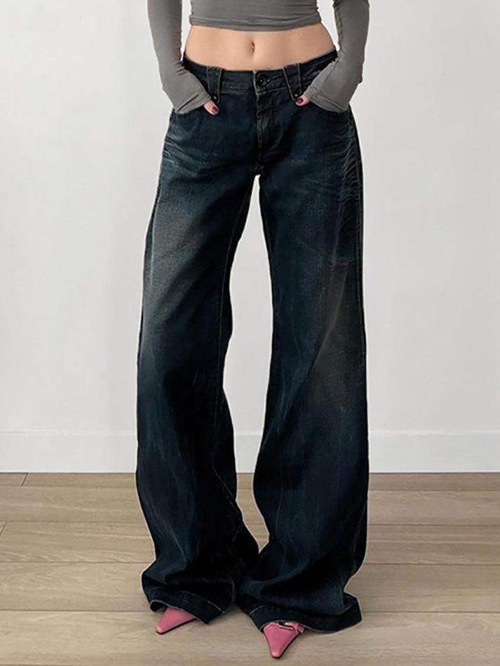 Ddbos - Vintage Basic Low-Rise Loose Jeans