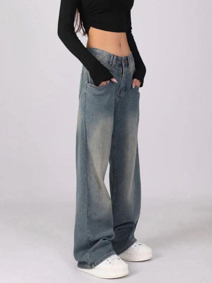 Ddbos - Vintage Washed High Waist Boyfriend Jeans