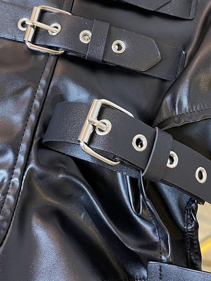 Ddbos - Punk Leather Hollow Shorts