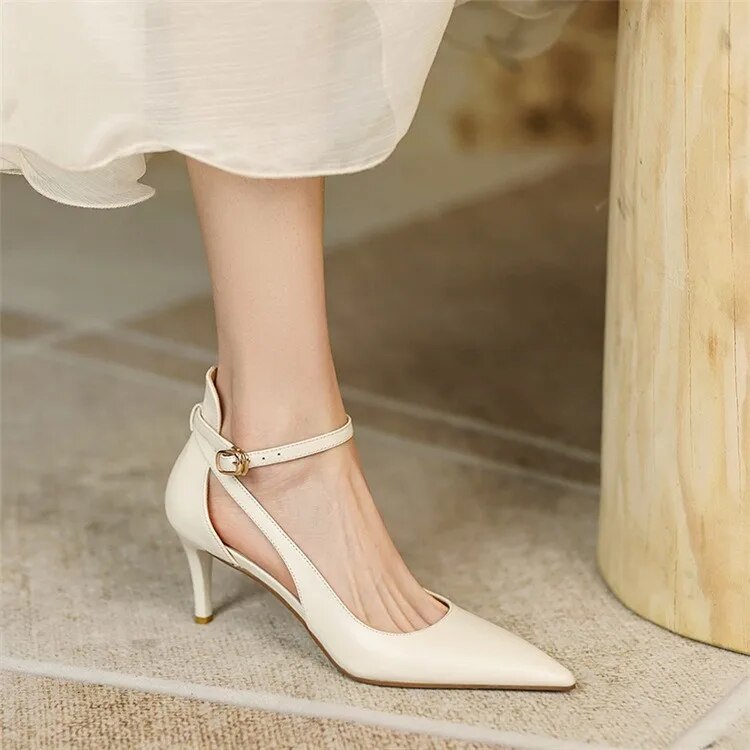 Ddbos Summer New Fashion French Fashion Ladies Pointed Toe Strap Stiletto Shoes Hollow Roman Toe Sandals Women Elegant Banquet Shoes