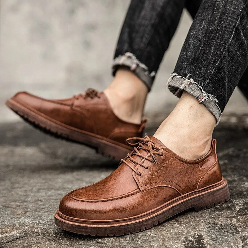 Ddbos New Men Handmade Loafers Shoes Brogue Casual Shoes Men Genuine Leather Shoes Cargo Work Boots Business Casual Sneakers