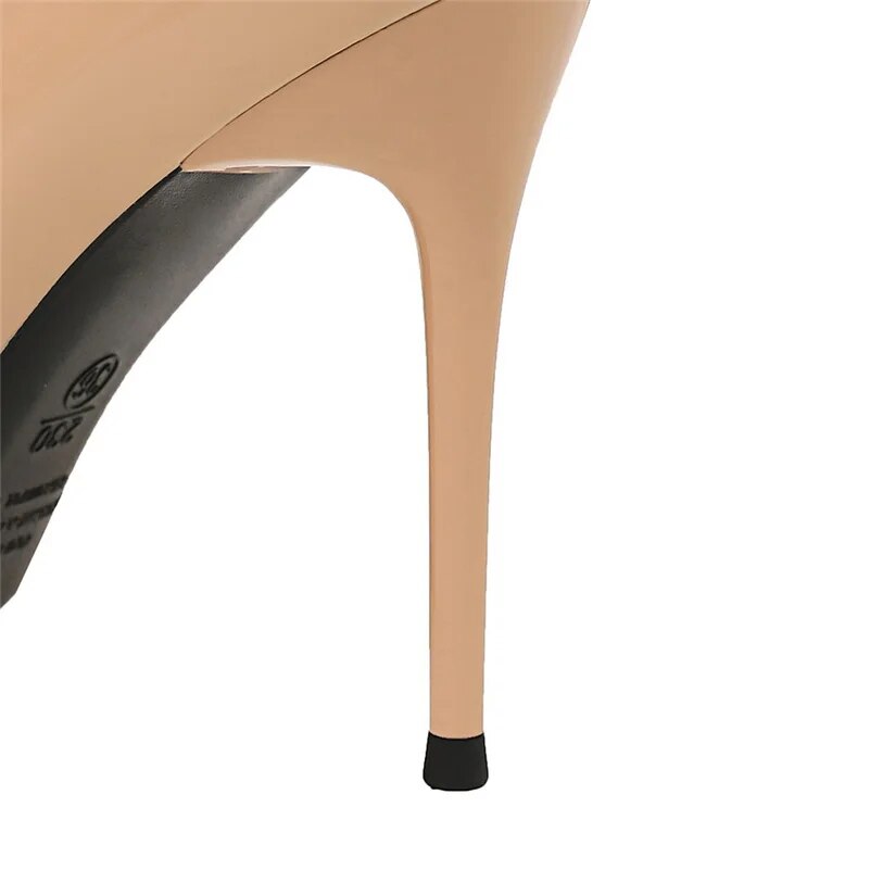 Ddbos Women Fetish 10cm High Heels Nude Pumps Wedding Bridal Stiletto Wedding Sexy Wine Red Heels Lady Scarpins Office Party Shoes