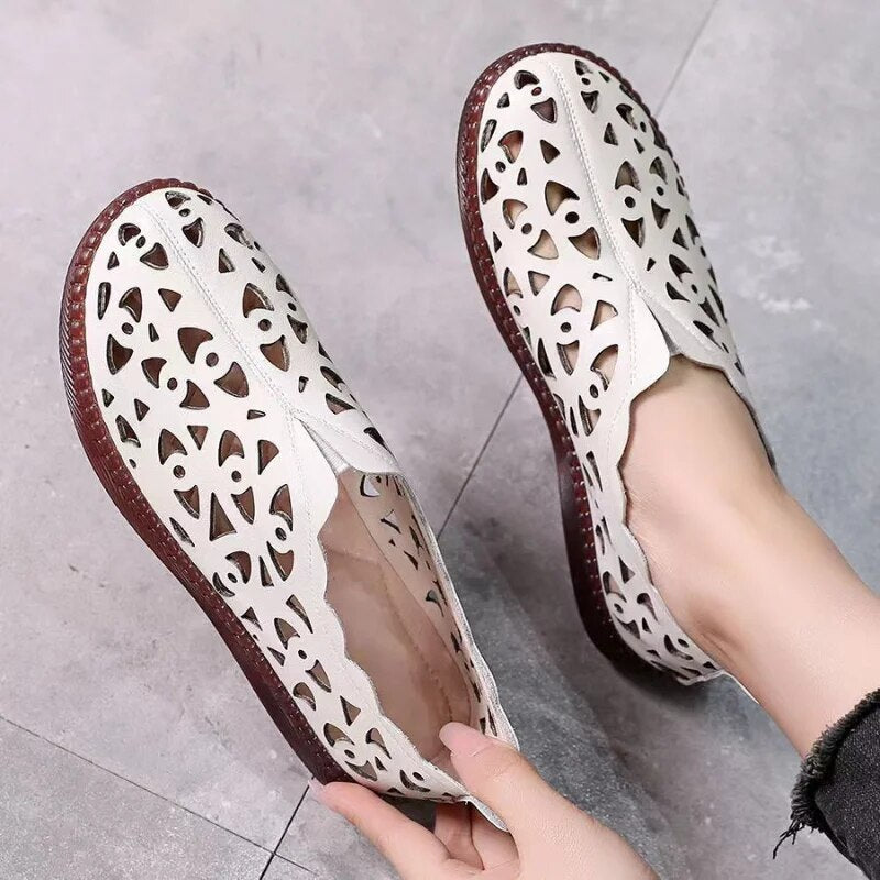 Ddbos Ladies Shoes on Sale New Fashion Breathable Hole Women's Vulcanized Shoes Summer Flat Casual Soft Non-slip Women Sandals