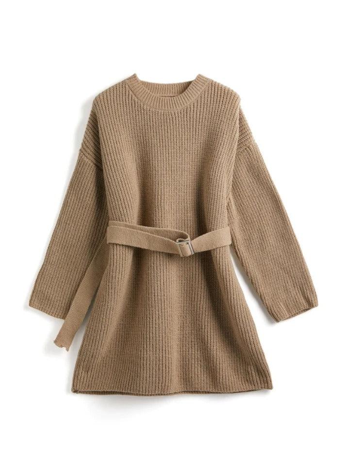 Ddbos - Solid Belted Knit Mini Dress