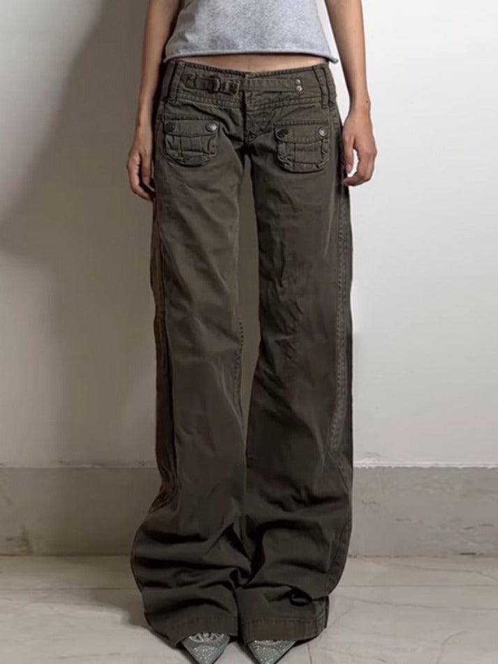 Ddbos - Hot Girl Pleated Design Cargo Jeans