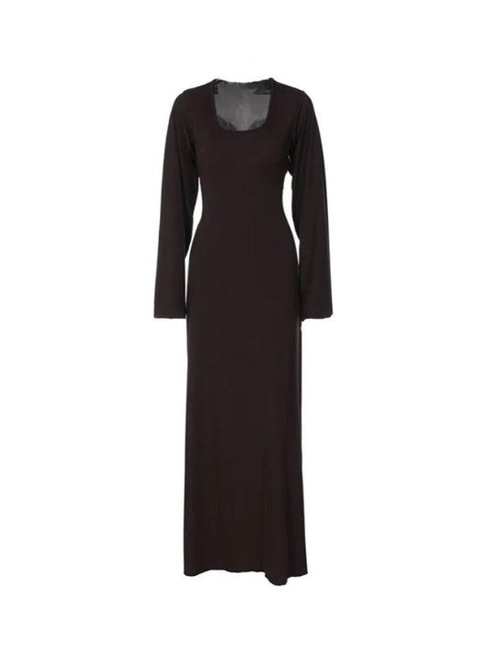 Ddbos - Solid U Neck Tie Back Maxi Dress