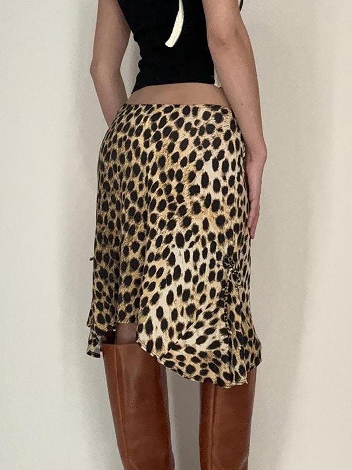 Ddbos - Leopard Print Low Rise Mini Skirt