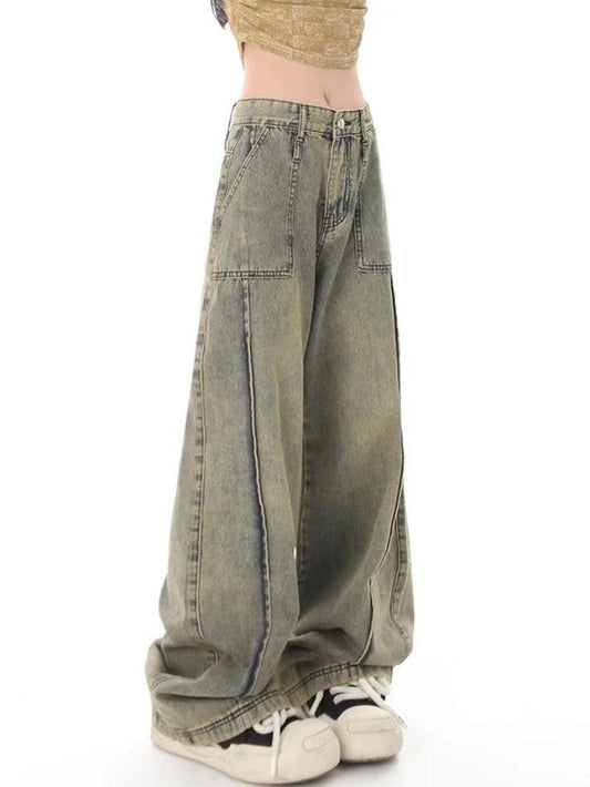 Ddbos - Vintage Distressed Wash Splice Boyfriend Jeans