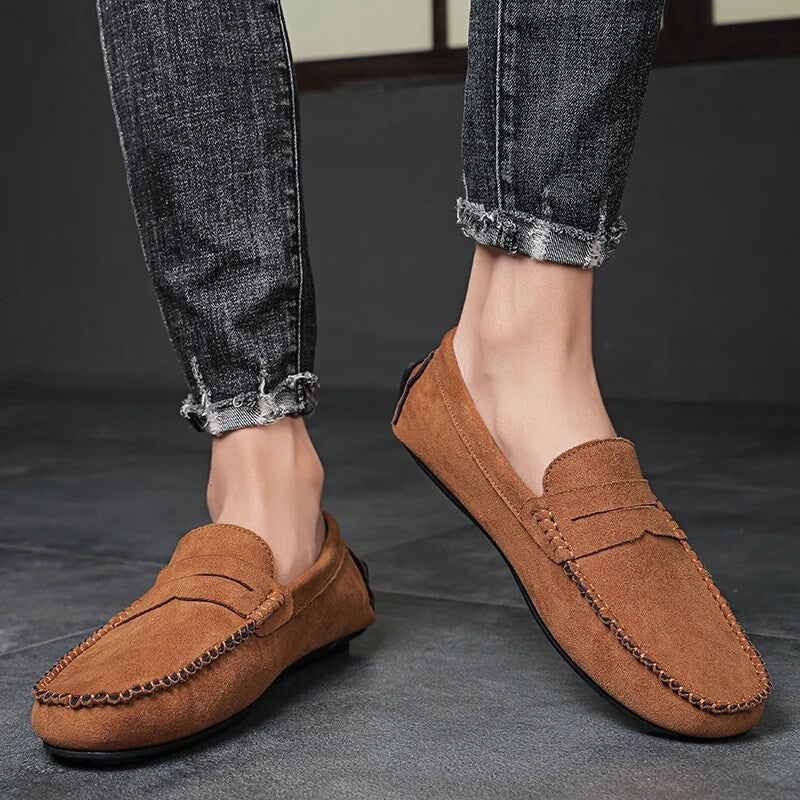 Ddbos New Suede Men Casual Shoes Breathable Comfort Slip-on Mens Driving Shoes Fashion Male Lazy Shoes Luxury Brand Loafers Moccasins