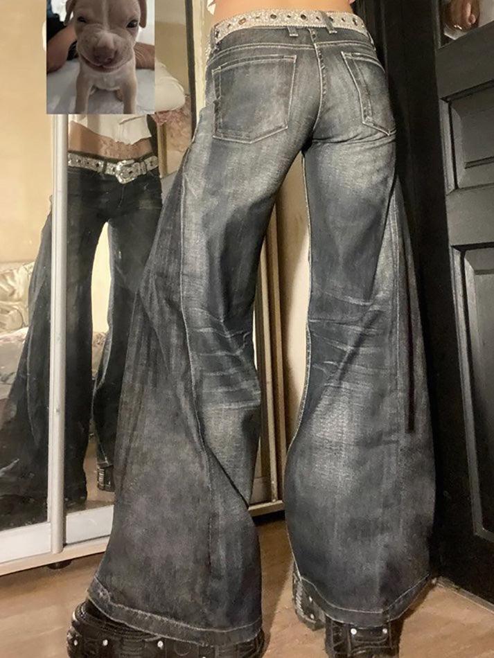 Ddbos - Vintage Washed A-Line Wide-Leg Jeans