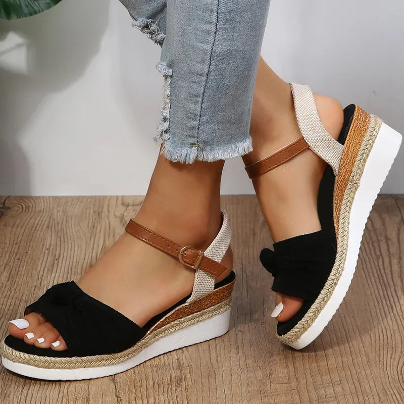 Ddbos Summer Mix Color Platform Sandals Women Comfort Med Heels Espadrille Shoes Woman Ankle Buckle Wedges Sandalias De Mujer