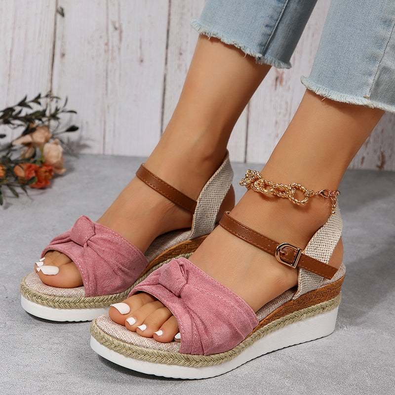 Ddbos Summer Mix Color Platform Sandals Women Comfort Med Heels Espadrille Shoes Woman Ankle Buckle Wedges Sandalias De Mujer