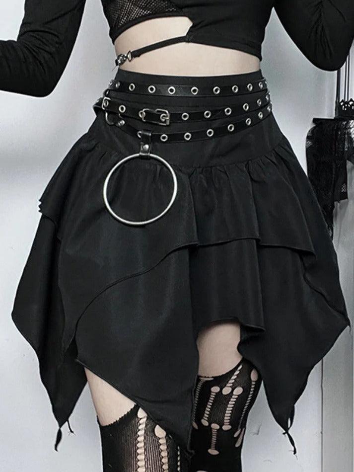 Ddbos - Layered Irregular Hem Mini Skirt