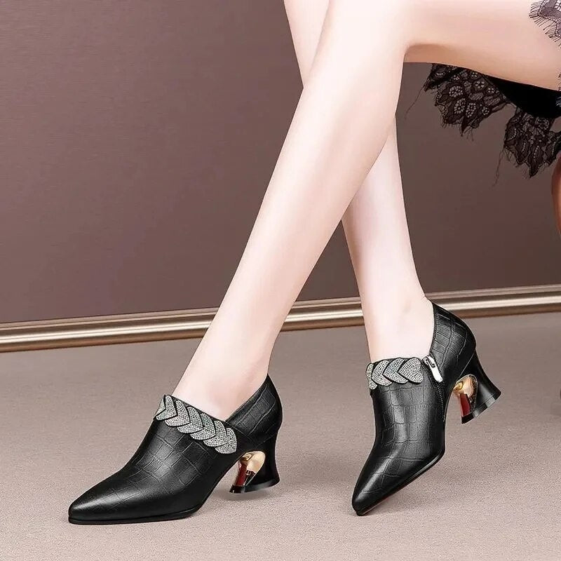 Ddbos Botas Femininas Women Fashion High Quality Real Leather Beige Short Ankle Autumn & Winter Boots Cool Black Shoes