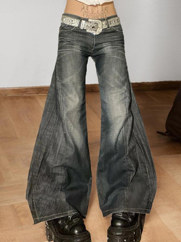 Ddbos - Vintage Washed A-Line Wide-Leg Jeans