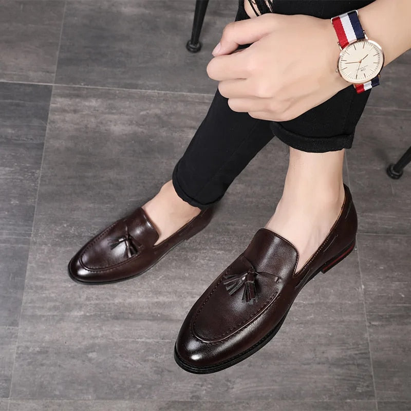 Ddbos Spring/Autumn New Classic Men Business Shoes British Breathable Simple Tassel Style Casual Dress Shoes Mens Loafers Size 37-48