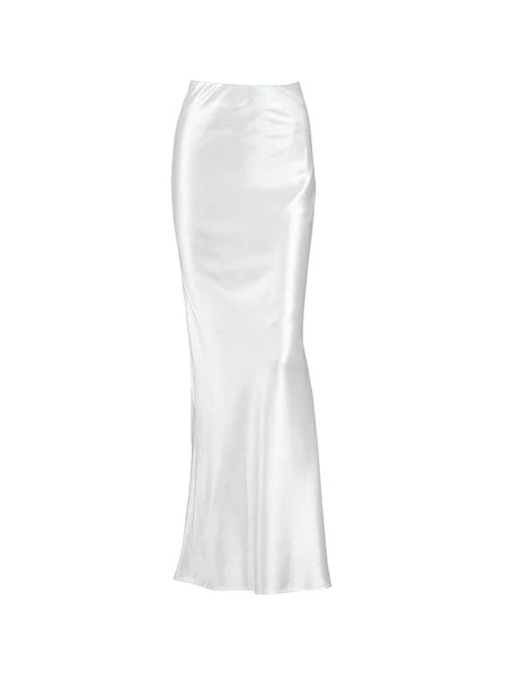 Ddbos - Solid Satin High Rise Mermaid Maxi Skirt