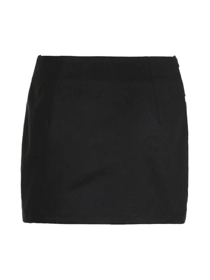 Ddbos - Contrast Tie Up Bow Splice Low Rise Mini Skirt