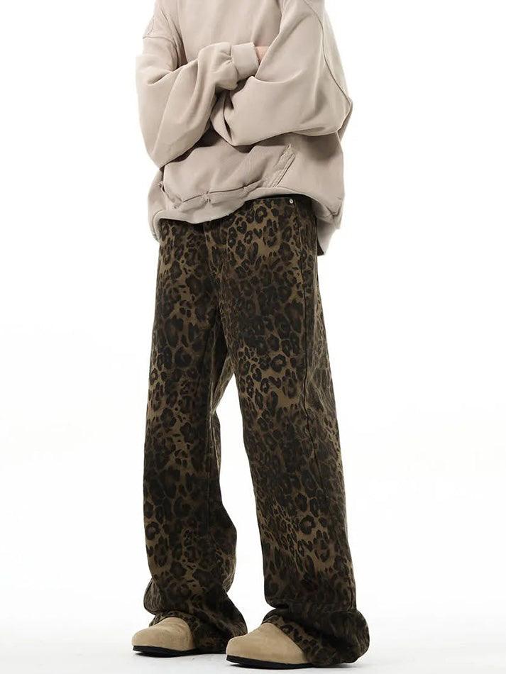 Ddbos - Leopard Print Straight Leg Jeans