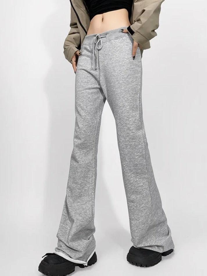 Ddbos - Solid Drawstring Raw Trim Sweatpants