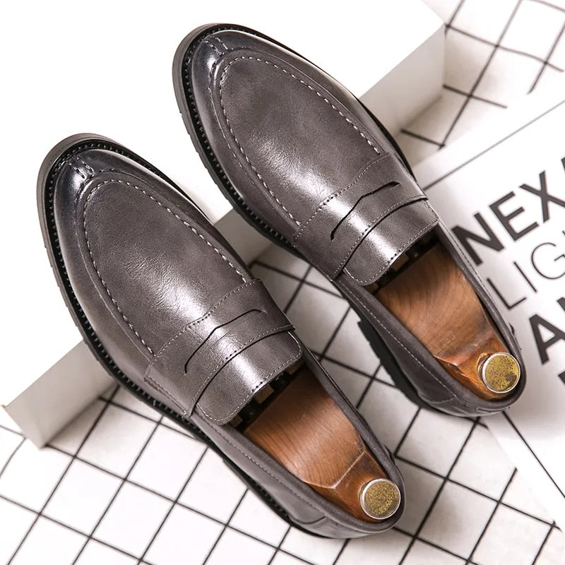 Men Black Shoes Dress Shoes Loafers Casual Leather for Fashion Trend Luxury Male British Style Slip on Shoes