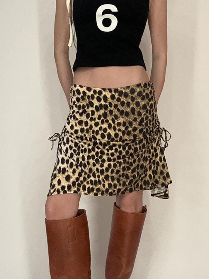 Ddbos - Leopard Print Low Rise Mini Skirt