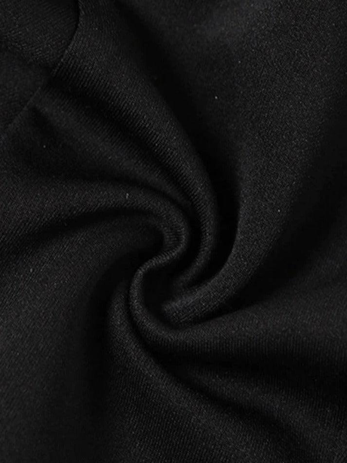 Ddbos - Gloves Detail Strapless Black Mini Dress