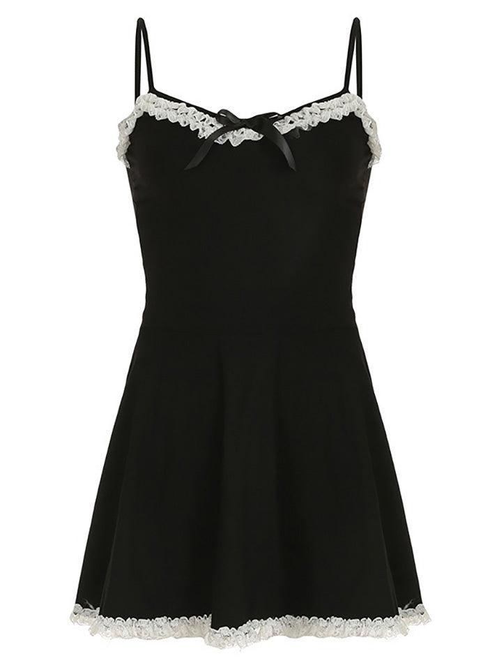 Ddbos - Lace Trim Bow Front Cami Dress