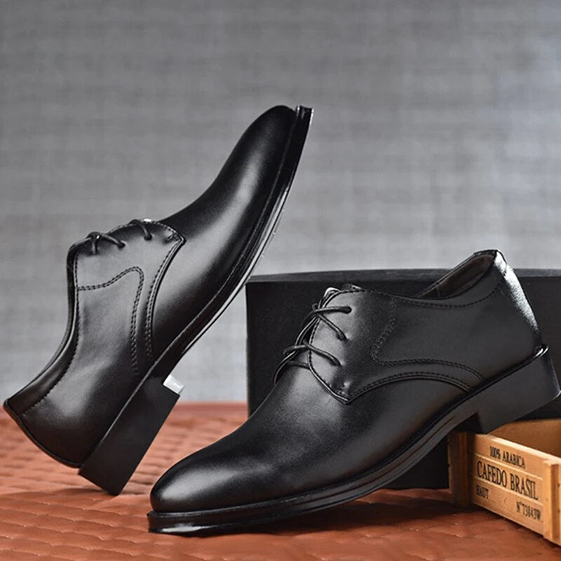 Ddbos Plus Size Man Shoes Formal PU Leather Shoes for Men Lace Up Oxfords for Male Wedding Party Office Business Casual Shoe Men