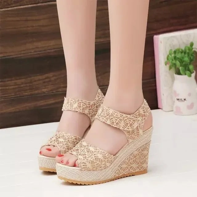 Ddbos High-heeled Wedge Platform Fish Mouth New Women's Peep Toe Sandals Womens Shoes Comfort Summer Designer Shoes