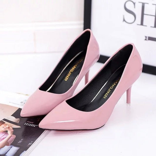  Large Size Women's Pumps Pointed Toe Patent Leather High Heels Dress Shoes White Wedding Shoes Thin Heels Basic Pump Red