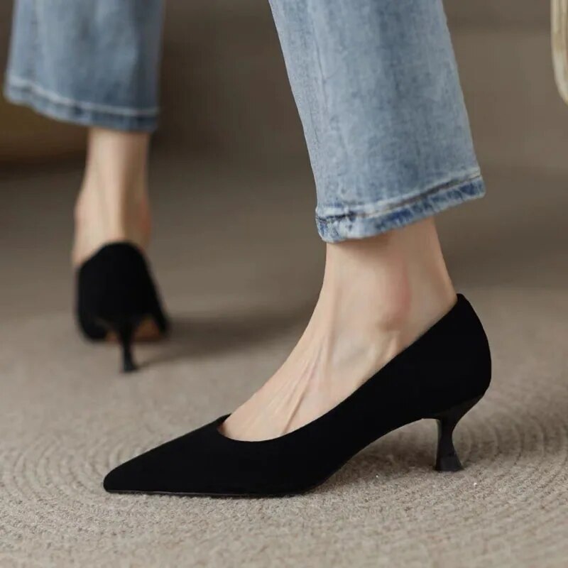 Ddbos 5cm Women Pumps Woven Pointed Toe Dress Shoes New Fashion Ladies Designer Shoes Bowtie Boat Shoes Plus