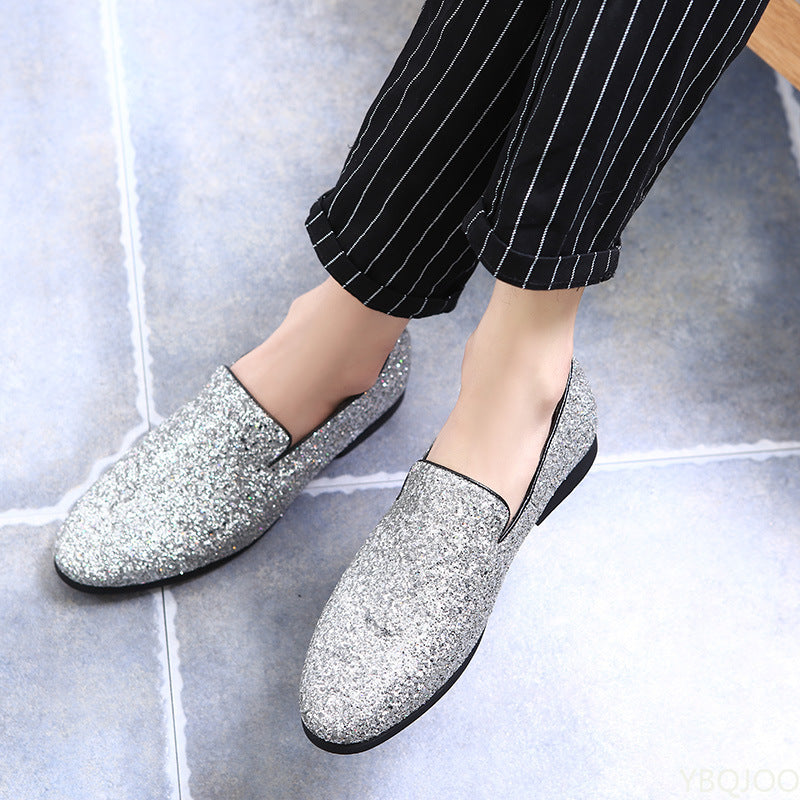 Ddbos Glitter Branded Shoes Men Designer Luxury Loafers Men Shoes British Style Silver Gold Mens Shoes Casual Big Sizes Zapatos Hombre