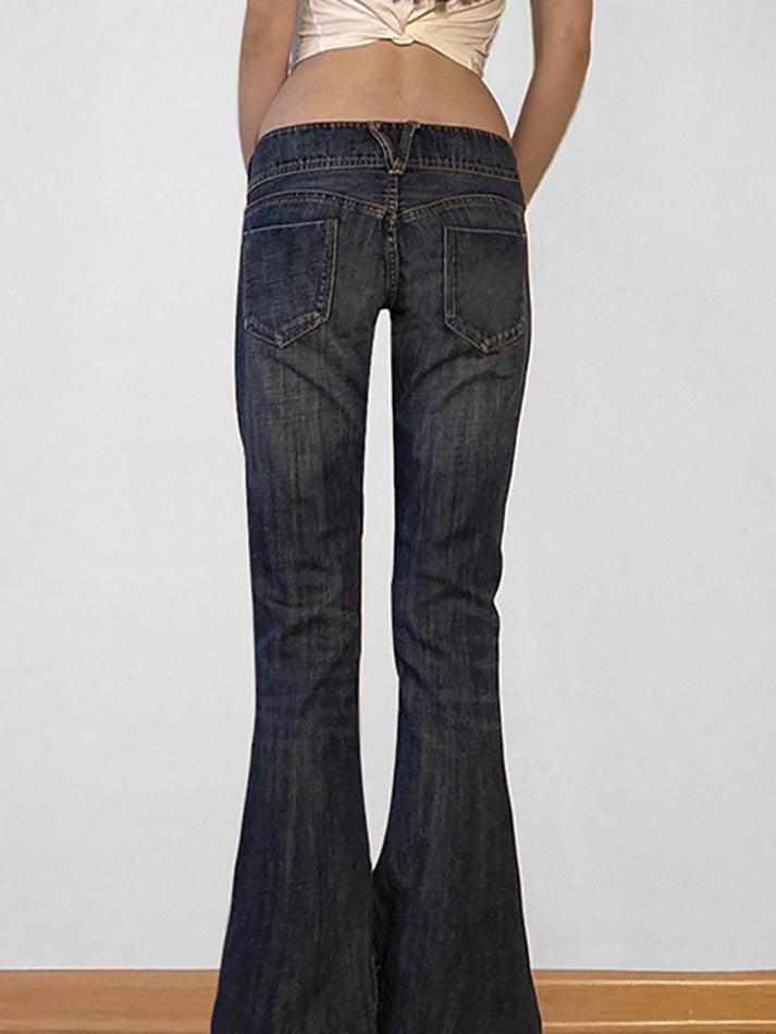 Ddbos - Low Rise Washed Flared Jeans