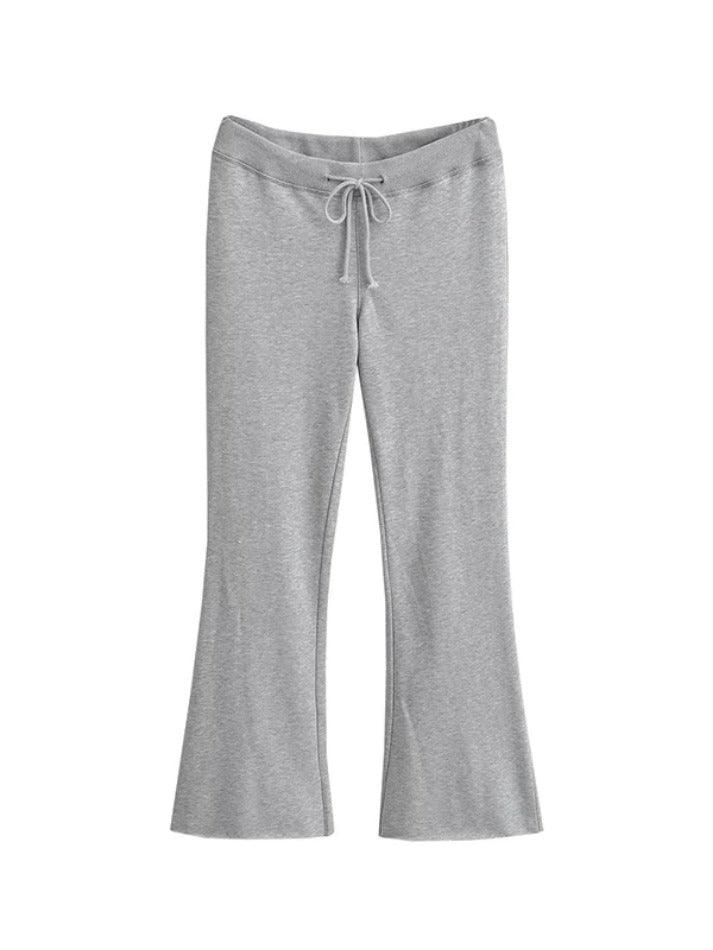 Ddbos - Solid Drawstring Raw Trim Sweatpants